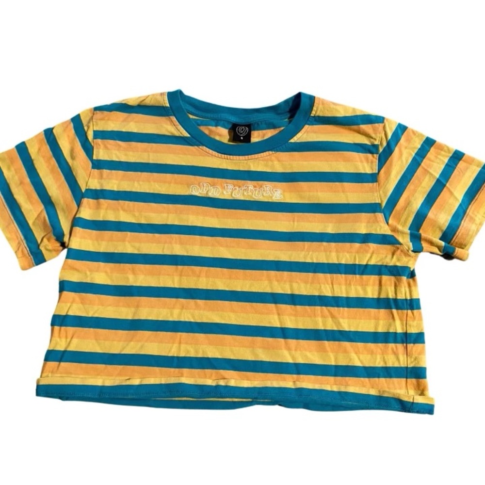 Zumiez small striped yellow and green blue odd future shirt